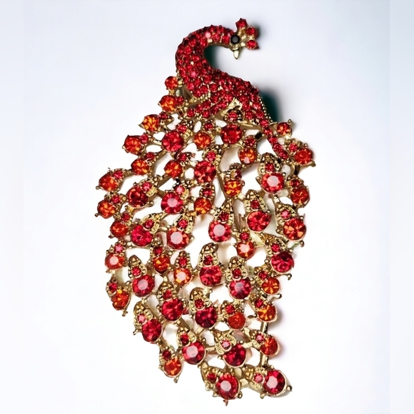Jewelry - Act Deco 20s Vintage Look Red Peacock